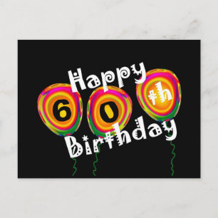 Postal Personalizable Feliz 60 cumpleaños, globos colorid