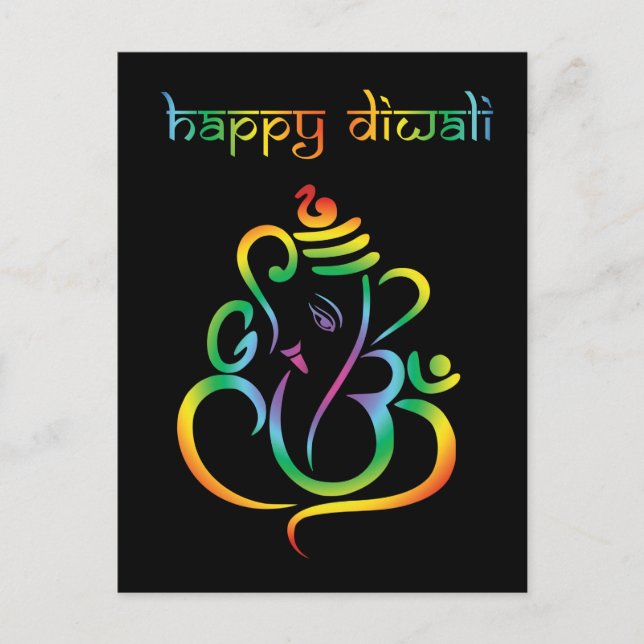 Postal personalizable ☸ 🕉, feliz Diwali con el Señor Gan (Anverso)