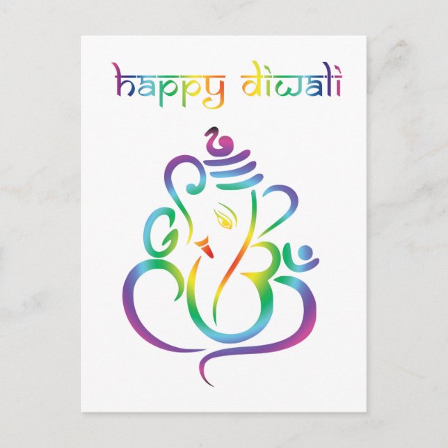 Postal 🕉 ☸ Personalizable 😍 Feliz Diwali con Lord Ganes (Anverso)