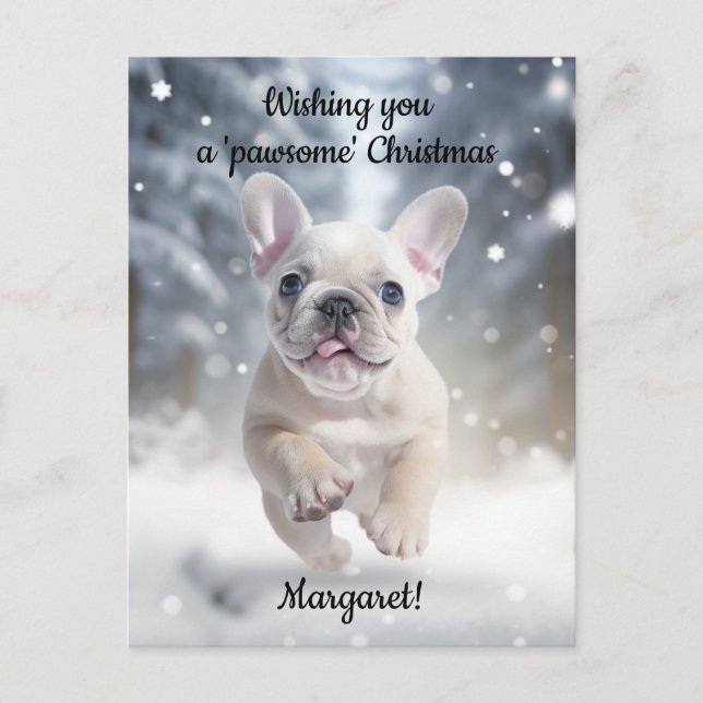Postal Personalizable Festive Frenchie Frolic (Anverso)