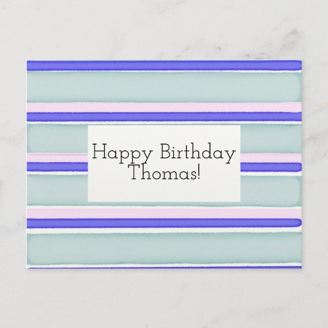 Postal Personalizable Happy Birday Card stripes (Anverso)