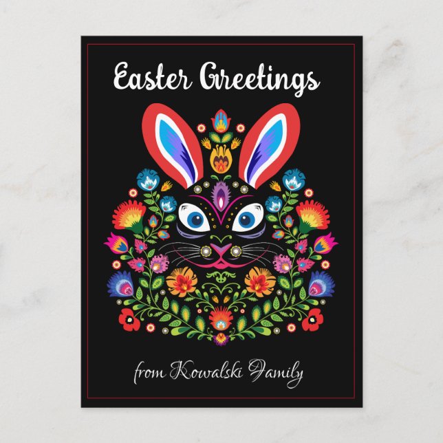 Postal personalizable 🐰 Happy Easter (Wycinanki) (Anverso)