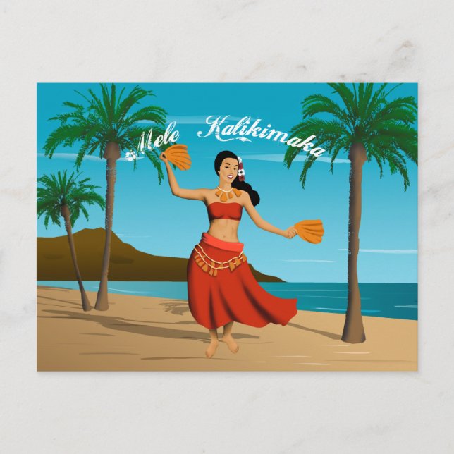 Postal Personalizable hawaiano Vintage Mele Kalikimaka (Anverso)