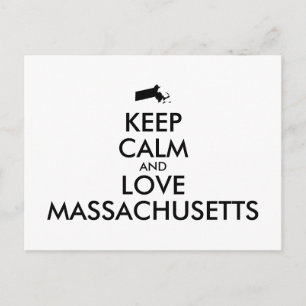 Postal Personalizable MANTÉN LA CALMA y AMA MASSACHUSETTS