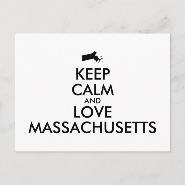 Postal Personalizable MANTÉN LA CALMA y AMA MASSACHUSETTS (Anverso)