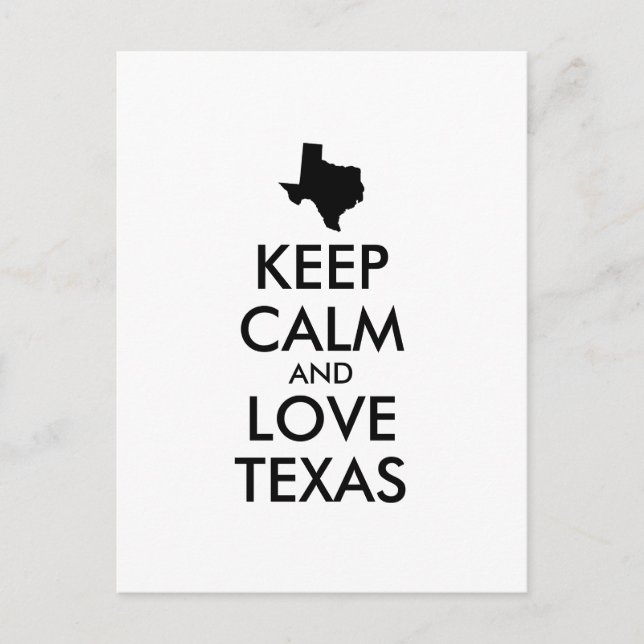Postal Personalizable MANTENER CALMA Y AMAR A TEXAS (Anverso)