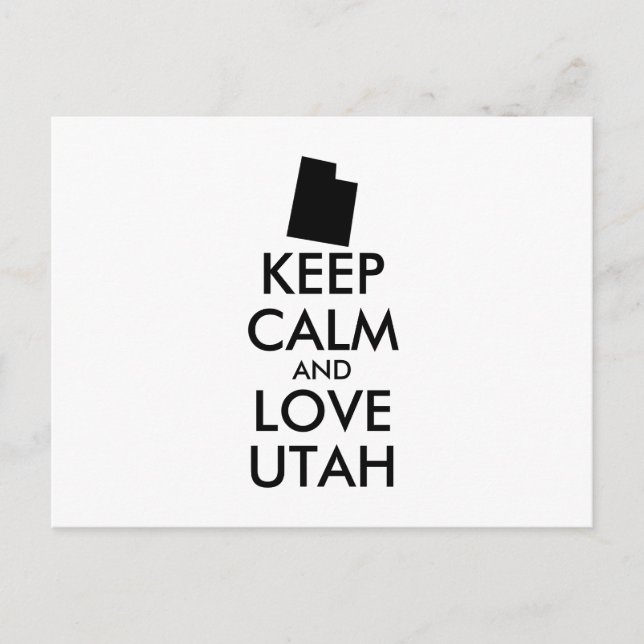 Postal Personalizable MANTENER LA CALMA Y AMAR A UTAH (Anverso)