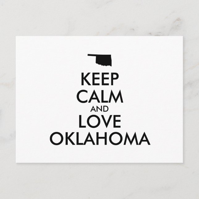 Postal Personalizable MANTENGA CALMA Y AME A OKLAHOMA (Anverso)