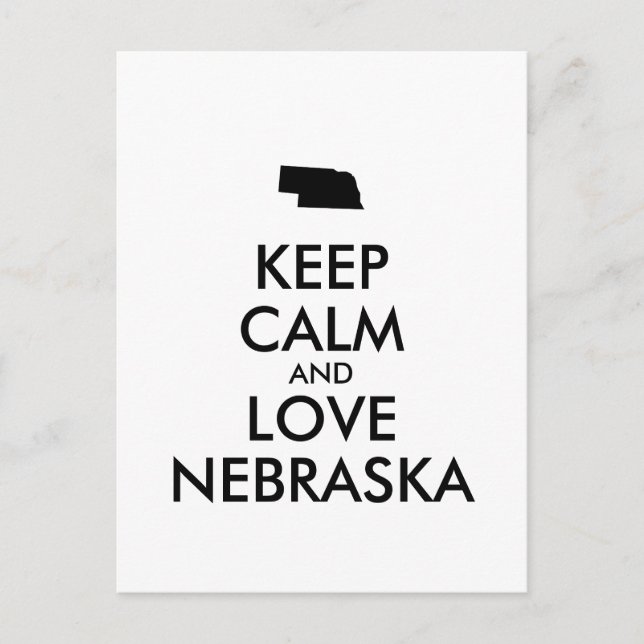 Postal Personalizable MANTENGA LA CALMA Y AME A NEBRASKA (Anverso)