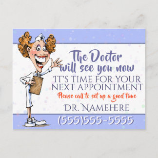 Postal Personalizable médico del recordatorio de la cita