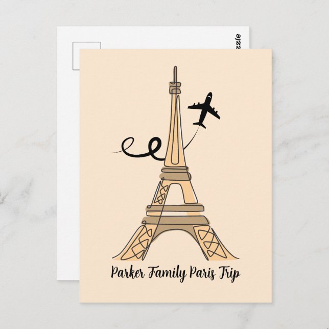 Postal Personalizable París Viaje Moda Torre Eiffel (Anverso / Reverso)