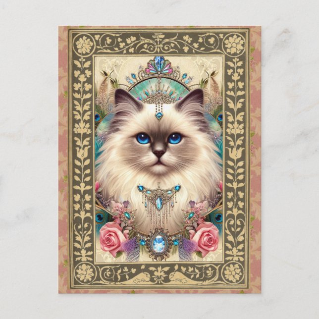 Postal Personalizable Photo Post Card Ragdoll Cat Vintage (Anverso)