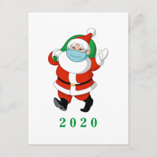 Postal Personalizable Santa con máscara médica