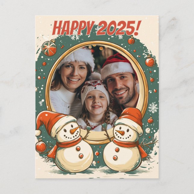 Postal Personalizable Snowman Feliz Año Nuevo (Anverso)
