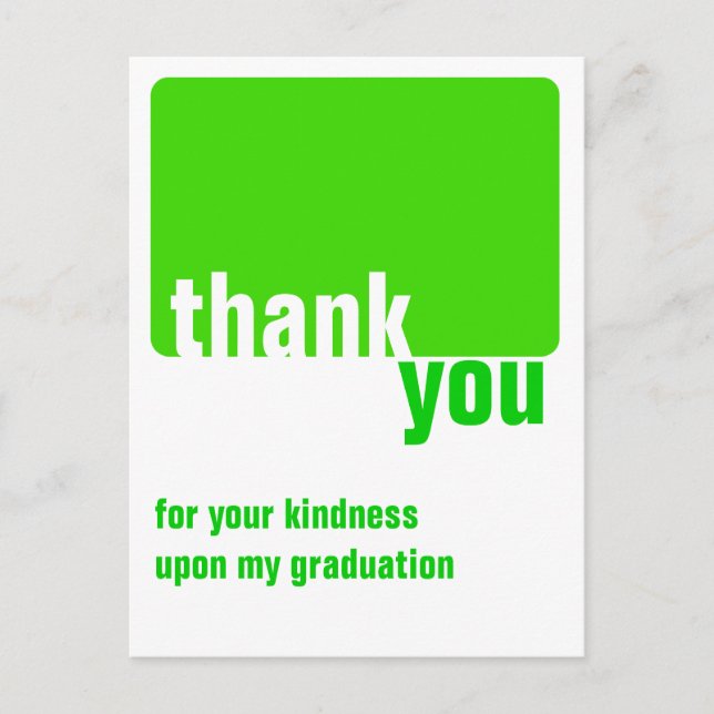Postal Personalizable Verde - Gracias - Graduación (Anverso)