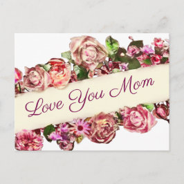 Postal Personalizable Vintage Girly Floral Love You Mom