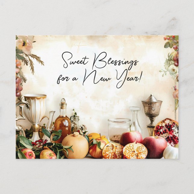 Postal Personalizable Vintage Shana Tova U'Metuka (Anverso)