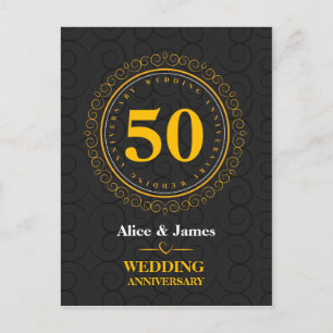 Postal Personalización del "aniversario boda" dorado