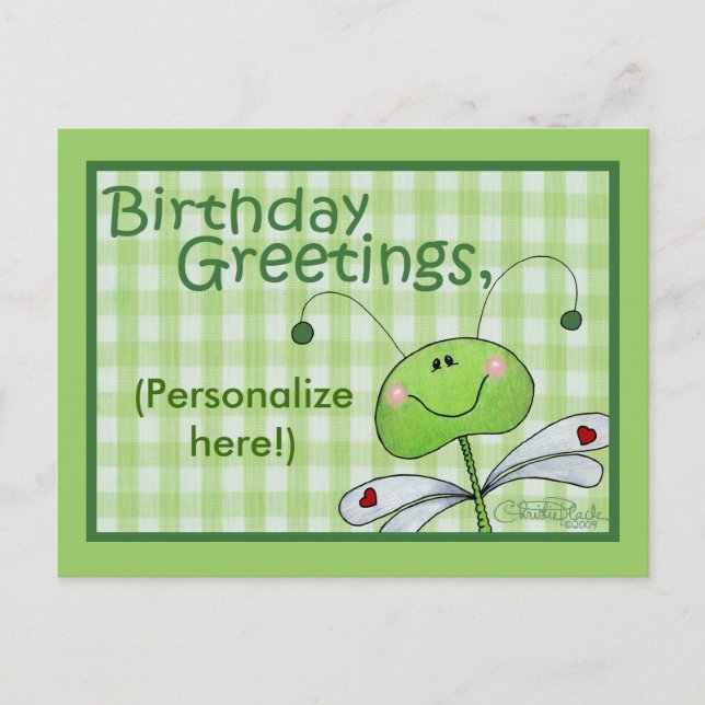 Postal Personalización del cumpleaños de la mosca Dragon (Anverso)