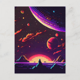 Postal Personalización - Espacio Pixelado Retro 8 Bits