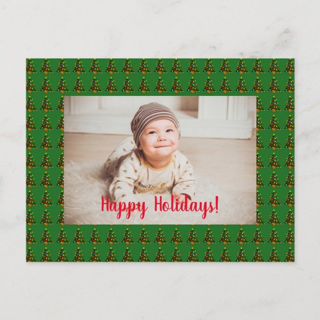 Postal personalizada de árbol de Navidad verde (Anverso)