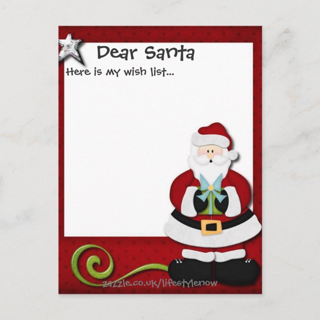 Postal personalizada - Lista de deseos roja (Anverso)