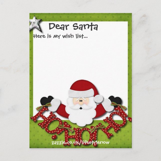 Postal personalizada - Lista de deseos verde (Anverso)