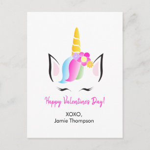 Postal Personalizada, unicornio feliz San Valentín