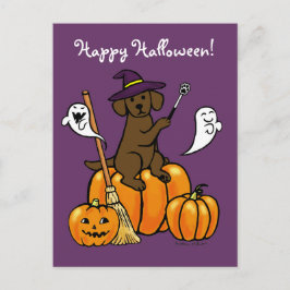 Postal Personalizado 2 de Halloween Chocolate Labrador