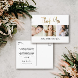 Postal Personalizado 3 Bebés Fotos de oro Nacimiento de g