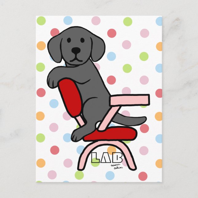 Postal Personalizado 3 de Black Labrador Student (Anverso)
