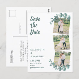 Postal Personalizado 3 Foto Eucalyptus Wedding Save The D