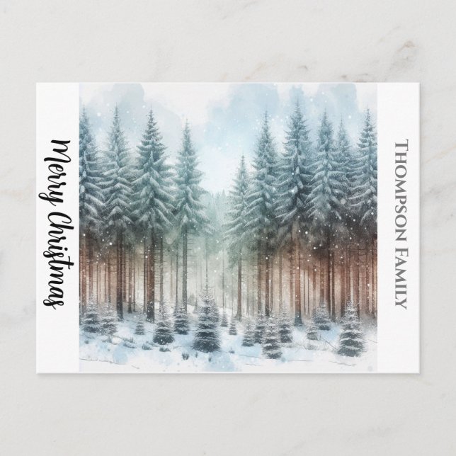 Postal Personalizado acuarela Navidades de pino Pino Post (Anverso)