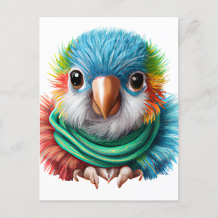 Postal Personalizado Adorable Fluffy Happy Baby Parrot