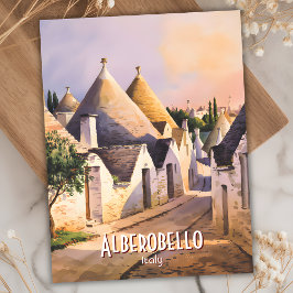 Postal Personalizado Alberobello Trulli House Watercolor