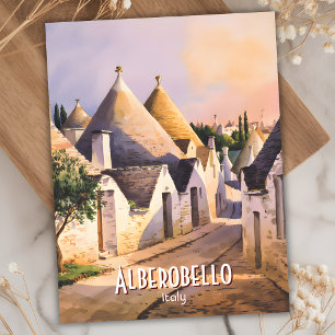 Postal Personalizado Alberobello Trulli House Watercolor 
