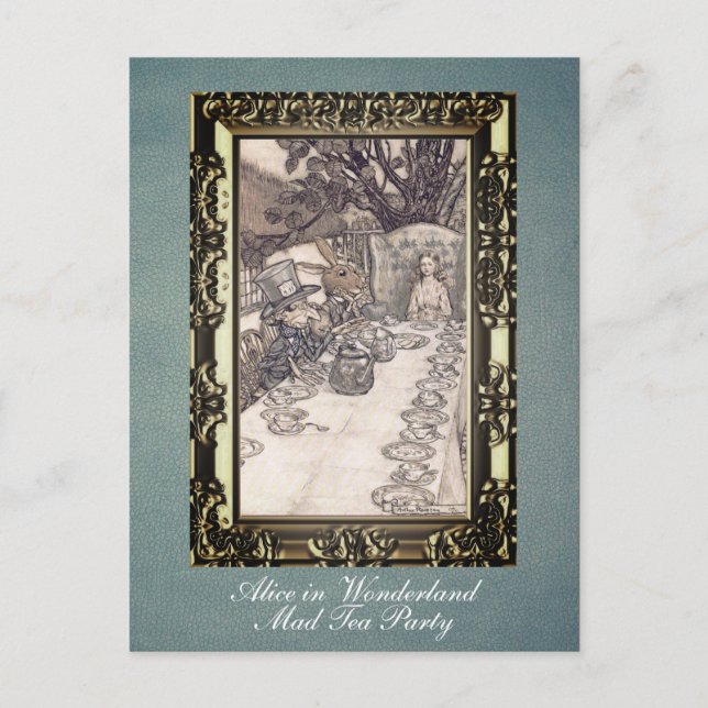 Postal Personalizado Alicia en Rackham, Fiesta de té loco (Anverso)
