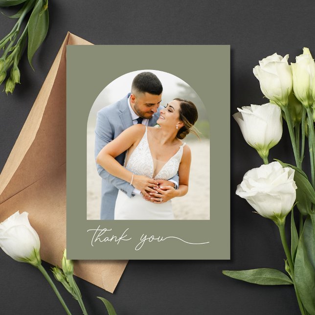 Postal Personalizado Arch Photo Boda Gracias (Custom Arch Photo Wedding Thank You Postcard)