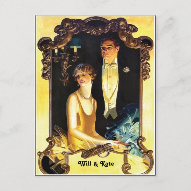 Postal personalizado Art Nouveau de los años 20 formal (Anverso)