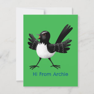 Postal Personalizado australiano Willie Wagtail personali