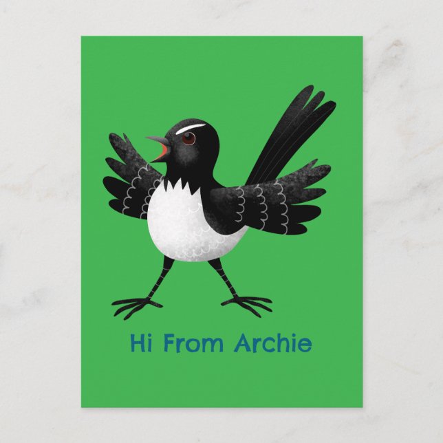 Postal Personalizado australiano Willie Wagtail personali (Anverso)