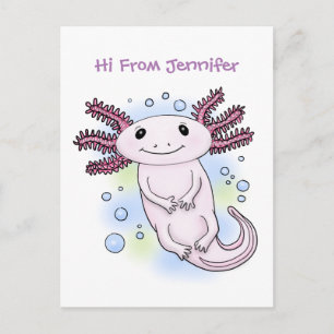 Postal Personalizado axolotópico rosa adorable