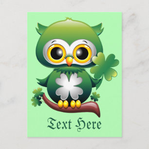 Postal Personalizado Baby Owl St Patrick Paddy