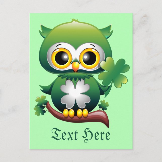 Postal Personalizado Baby Owl St Patrick Paddy (Anverso)