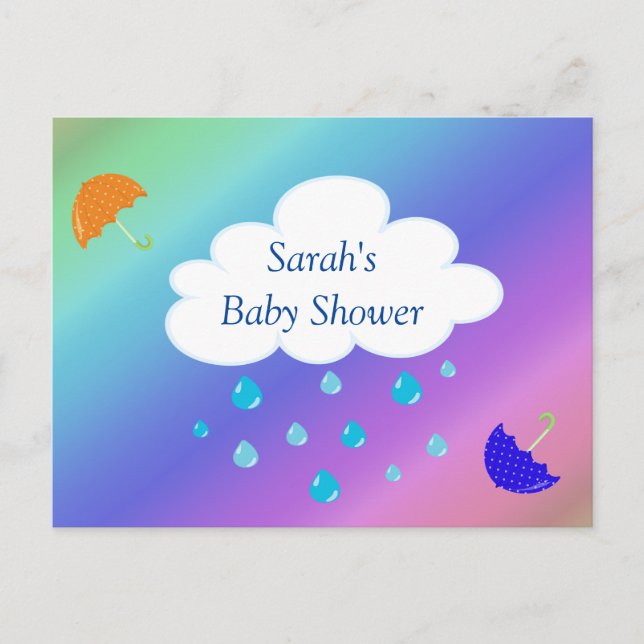 Postal Personalizado Baby Shower con el arcoiris de los p (Anverso)