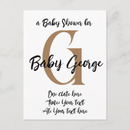 Postal personalizado Bebé ducha nombre en monograma invit