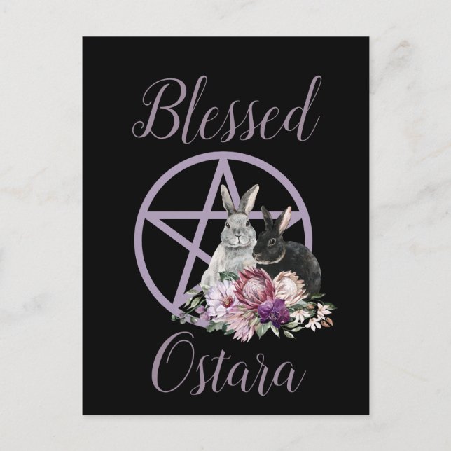 Postal Personalizado Bendice Ostara Purple Pentacle Sprin (Anverso)