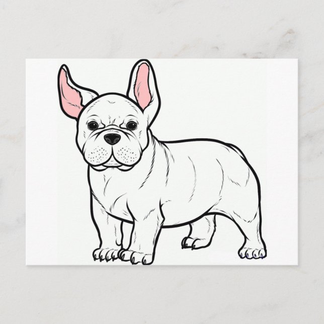 Postal personalizado blanco de bulldog francés (Anverso)