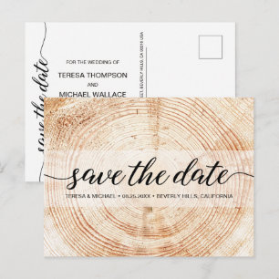 Postal Personalizado Boda Rústico de Grano de Madera Mode