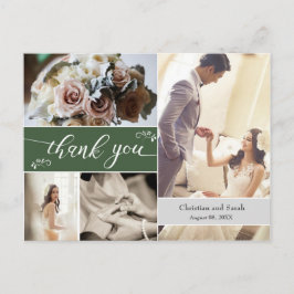 Postal Personalizado Boda Verde Gracias Postcard